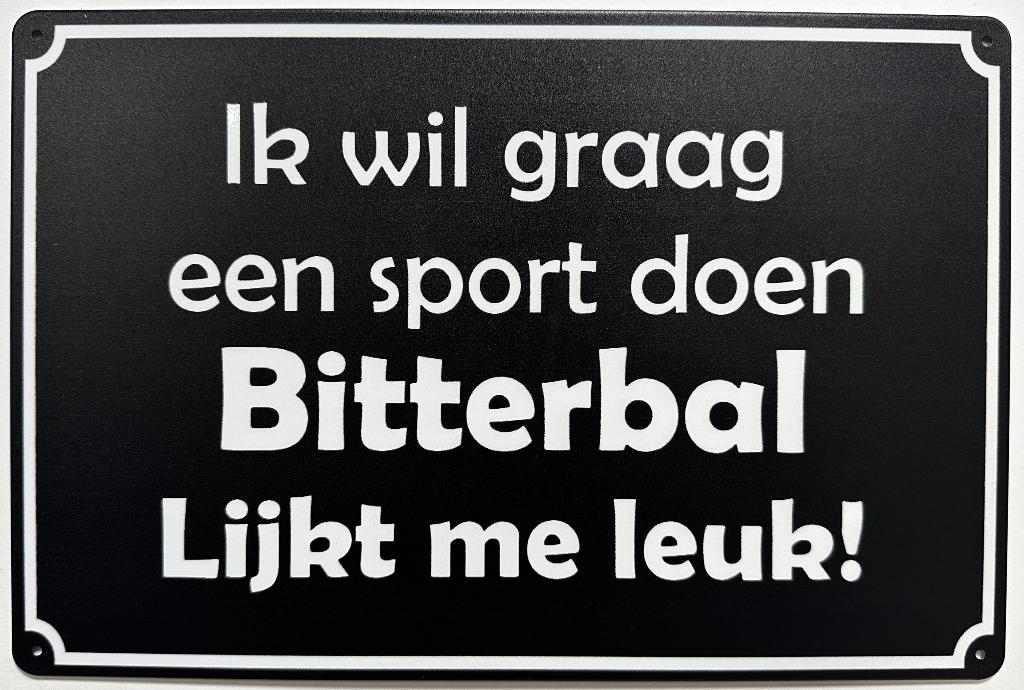 Sport doen bitterbal reclamebord van metaal wandbord deco, Info@deconoord.nl, Deco Noord, Nieuw, Ophalen of Verzenden