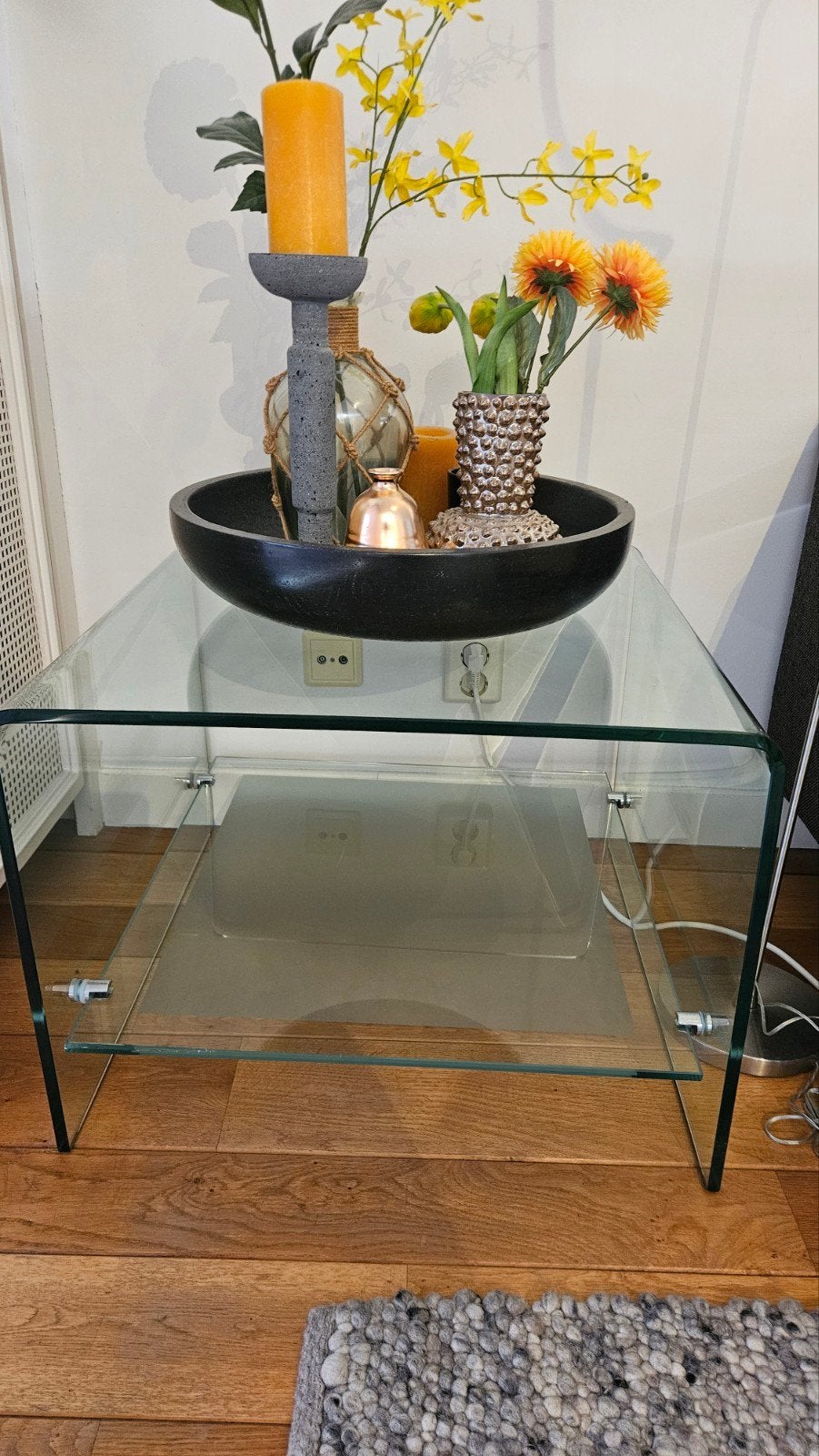 Glazen Salon- of hoektafel Derby van Vidre (Leiden), Ophalen, Gebruikt, 50 tot 100 cm, Vierkant
