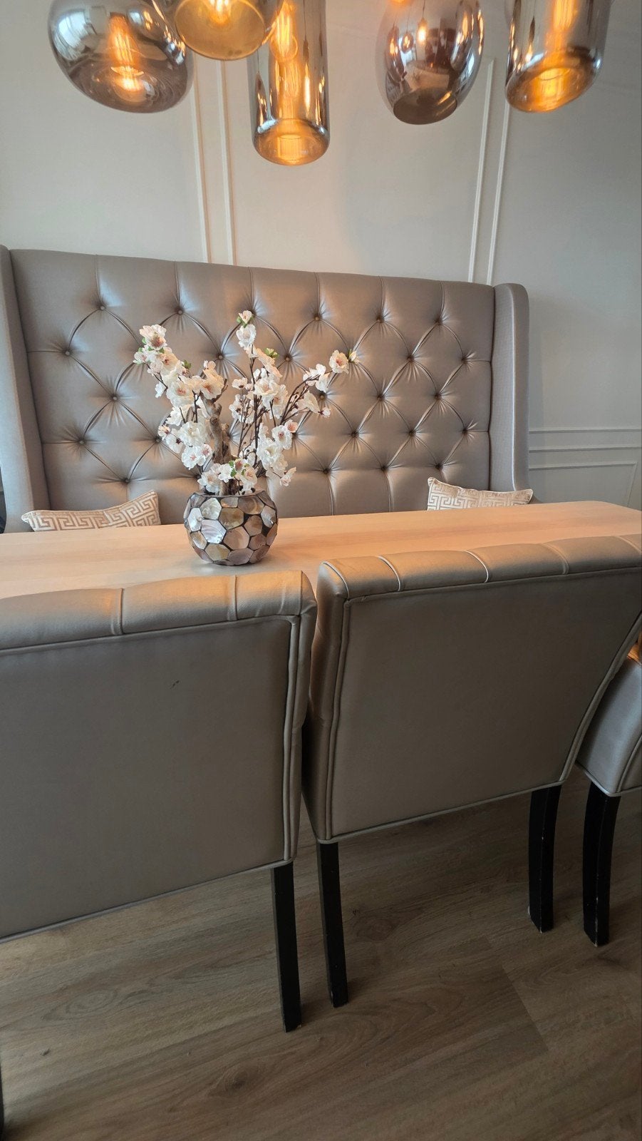 Luxe eetbank XXL dmf interiors hotel chique met 3 eetstoelen, Ophalen, Chesterfield, Klassiek, Modern, Gebruikt, Overige materialen