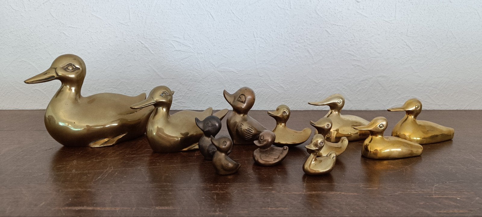 Verzameling van koper/brons/messing eendenbeeldjes., Ophalen of Verzenden