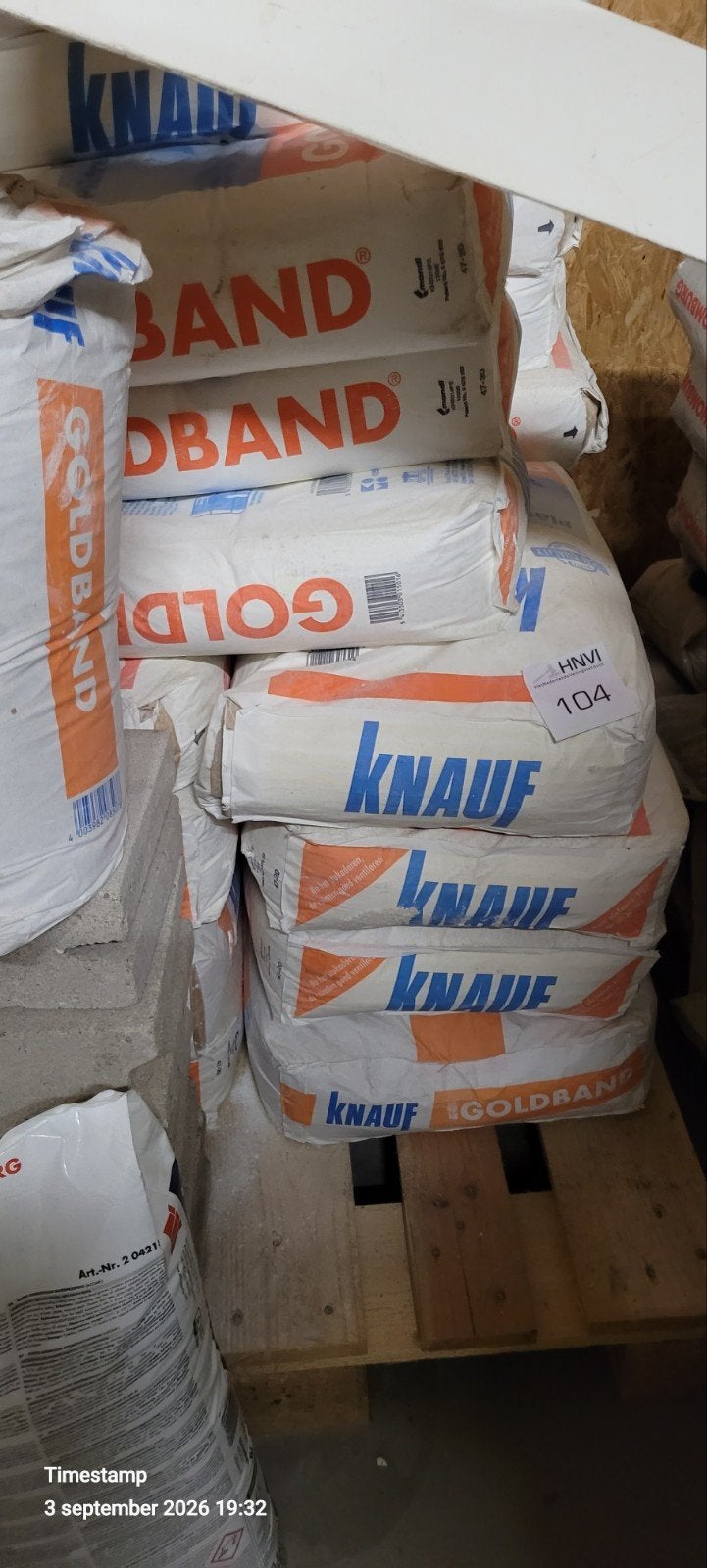 Pallet Knauf Goldband Stucgips 30kg - 20 zakken, Ophalen, Nieuw