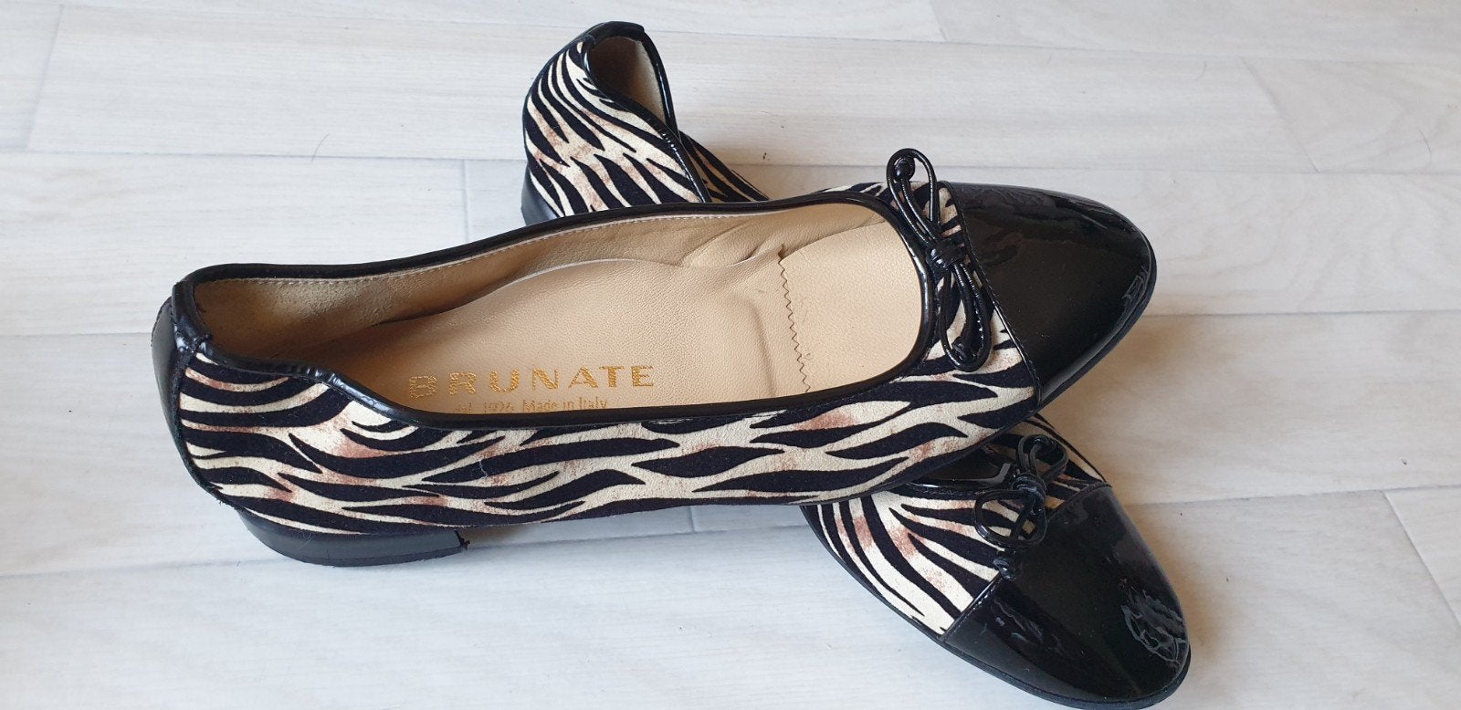 Nieuwe Brunate schoenen maat 39 - Zebraprint met lakneus, Zwart, Brunate, Nieuw, Ballerina's