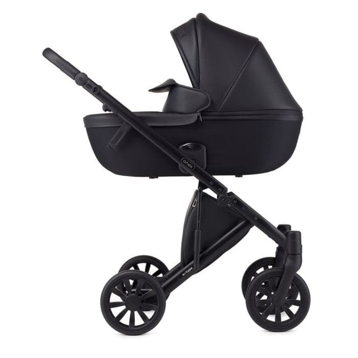 Anex Noir e/type wandelwagen zwart met reiswieg en regenhoes, Ophalen