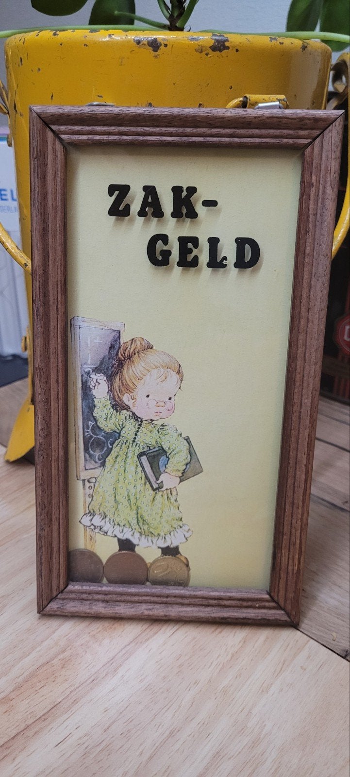Vintage  'Zakgeld' houten lijst Sarah Kay, Gebruikt, Ophalen of Verzenden, Bruin, Vintage