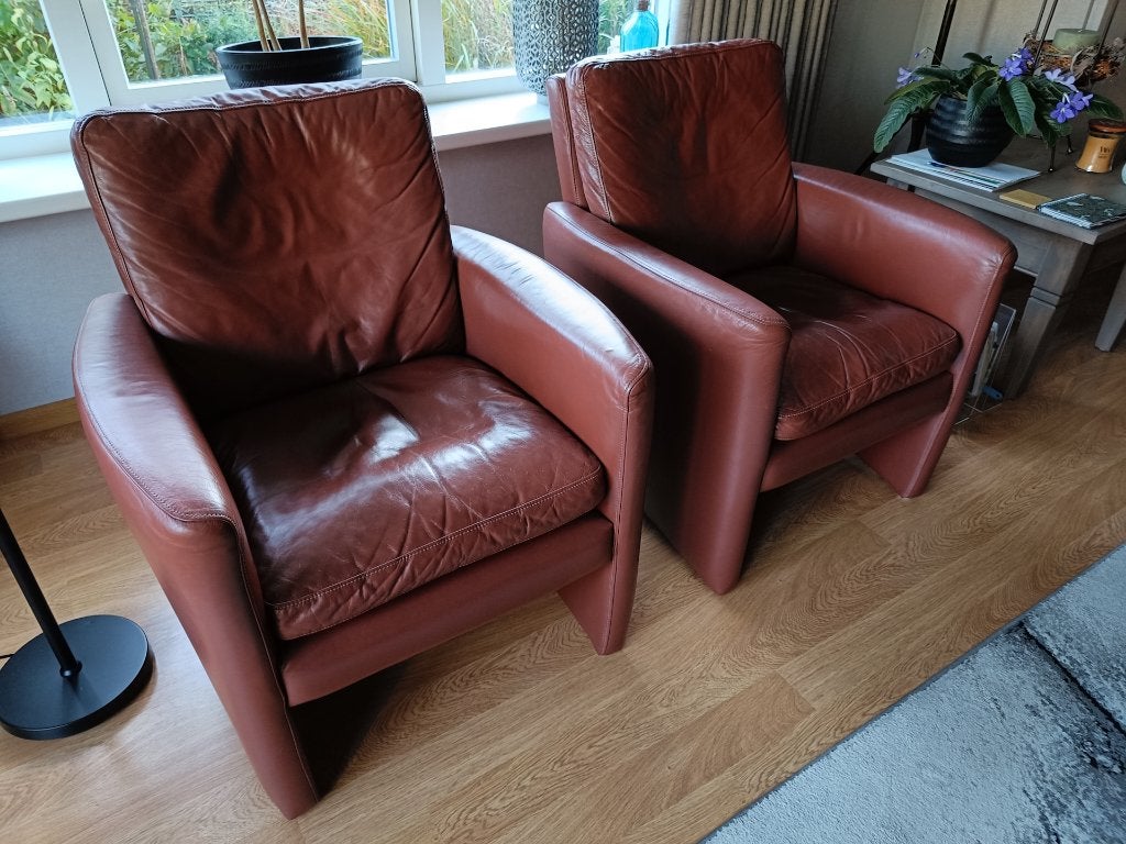 2 leren fauteuils van Touché, Ophalen, Gebruikt, 50 tot 75 cm, Leer