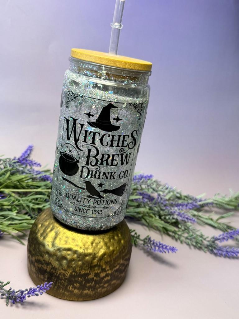 Handgemaakte Witches Brew Snowglobe Tumbler Glitter Cup, Huis en Inrichting, Verzenden, Nieuw, Overige stijlen, Overige materialen