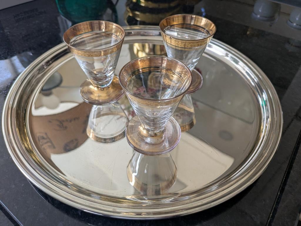 Verzilverd dienblad Christoffle gemerkt, Antiek en Kunst, Antiek | Goud en Zilver, Ophalen of Verzenden