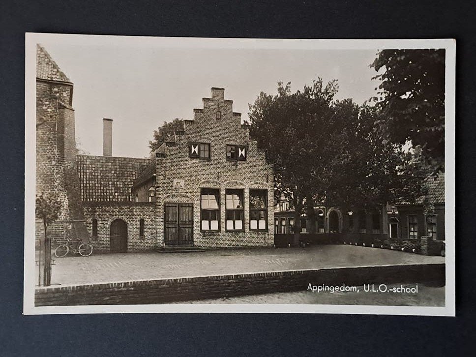 Appingedam Groningen Zicht op de ULO School, Verzamelen, Verzenden, 1940 tot 1960, Ongelopen, Groningen