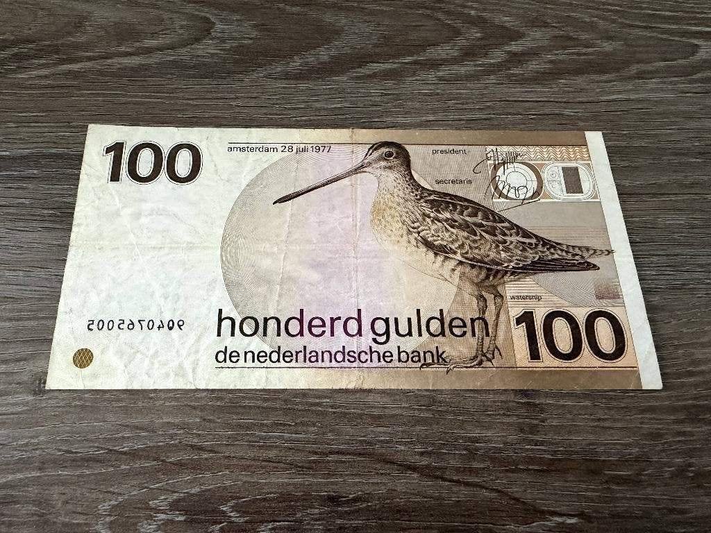 Misdruk biljet 100 gulden Snip, 1977 - serienummer, Postzegels en Munten, Bankbiljetten | Nederland, Ophalen of Verzenden, 100 gulden