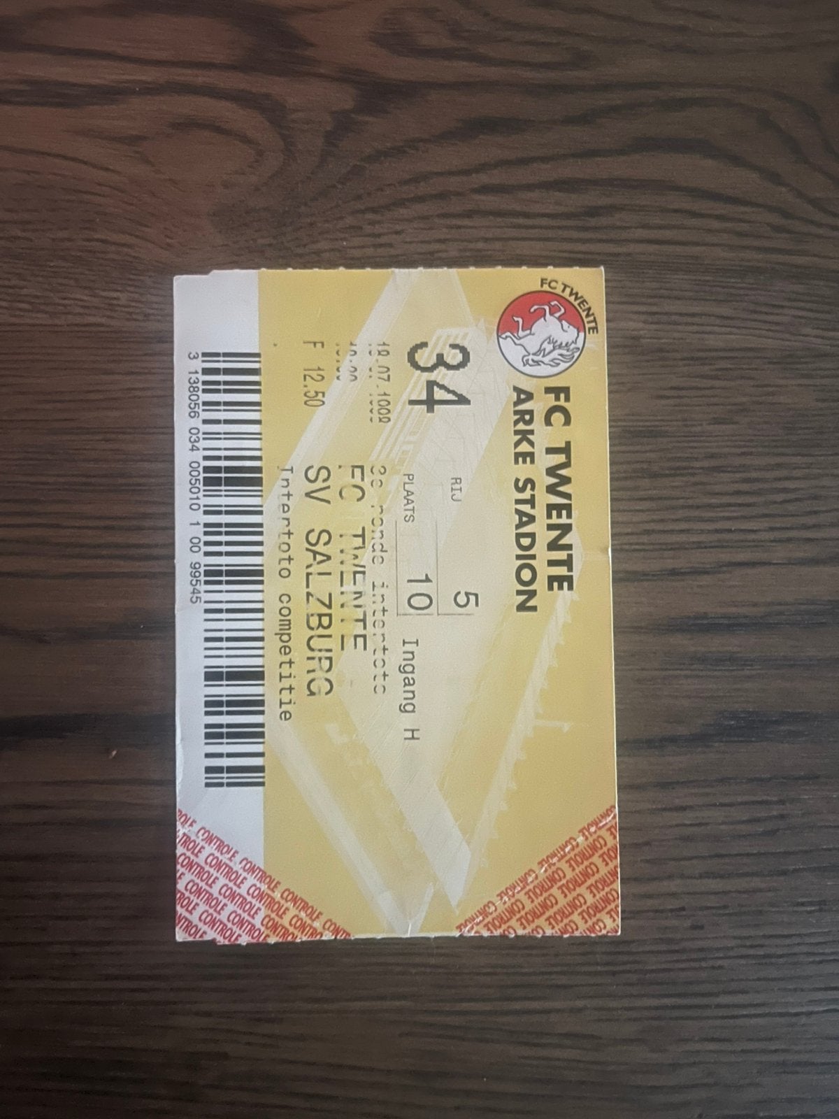 TICKET FC TWENTE-SV SALZBURG 99 INTERTOTO, Ophalen of Verzenden, Zo goed als nieuw, F.C. Twente, Overige typen