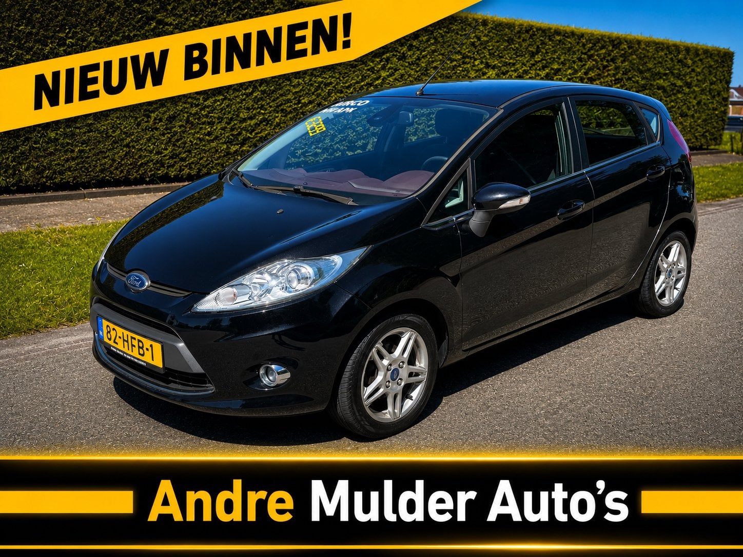 Nette Ford Fiesta 1.25 bj 2008  zwart Airco nieuwe apk, Bedrijf, Te koop