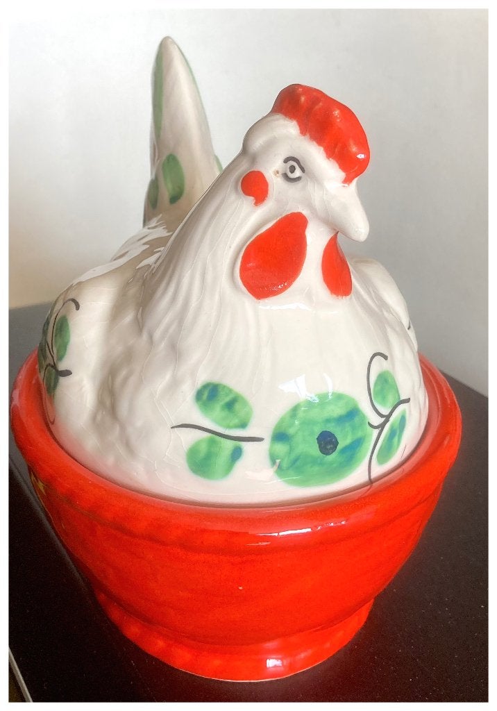 Vintage Keramische Kip-dekschaal, Schramberg SMF., Verzenden