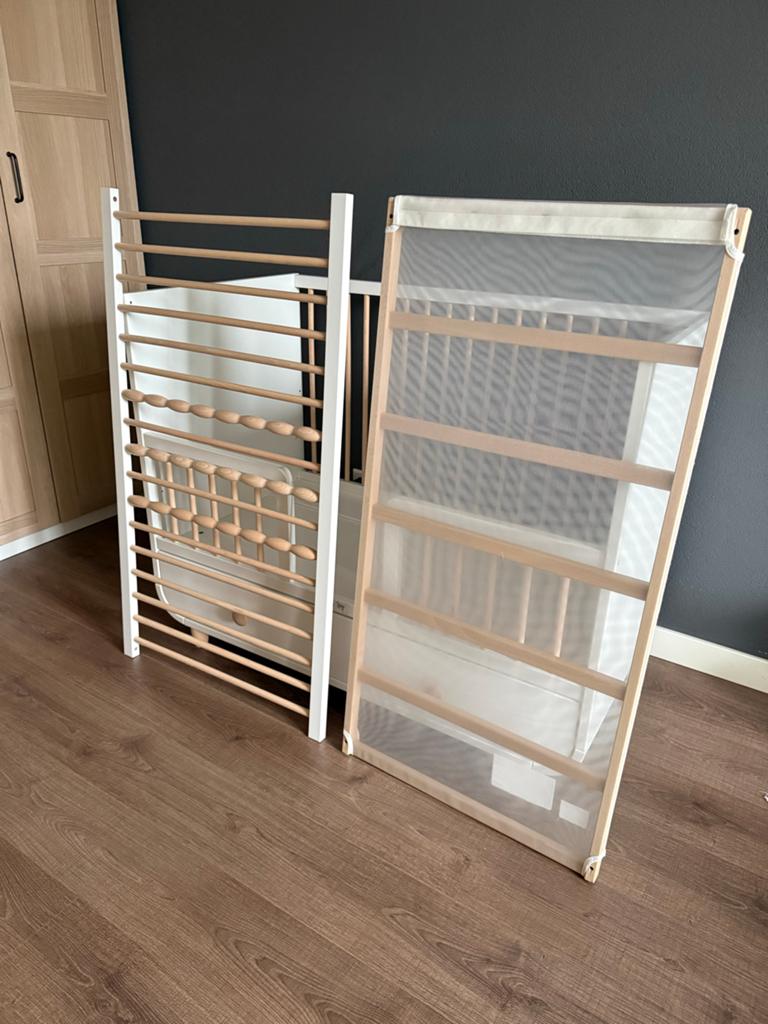 MYLLRA Babybedje met lade, wit, 60x120 cm, Ophalen, Zo goed als nieuw, Ledikant