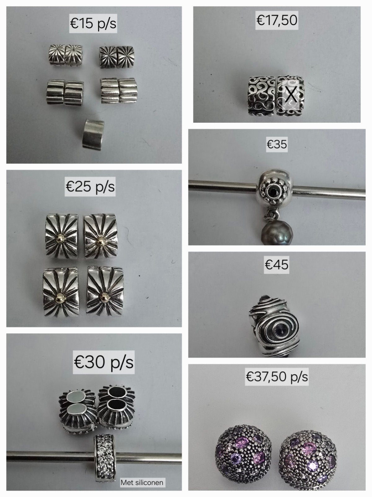 Prachtige originele zilveren Pandora bedels/clips/stoppers, Ophalen of Verzenden, Zo goed als nieuw, Zilver, Pandora