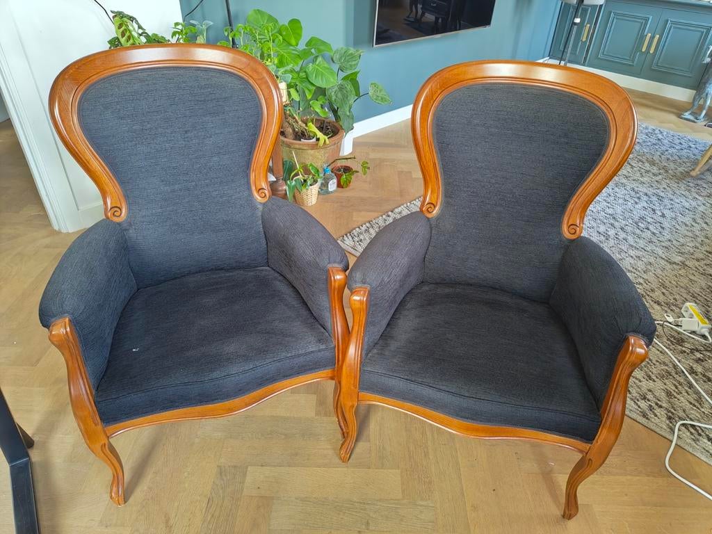 Twee luxe zwarte fauteuils van Selva, Huis en Inrichting, Ophalen, 75 tot 100 cm, Klassiek, Luxe, Zo goed als nieuw