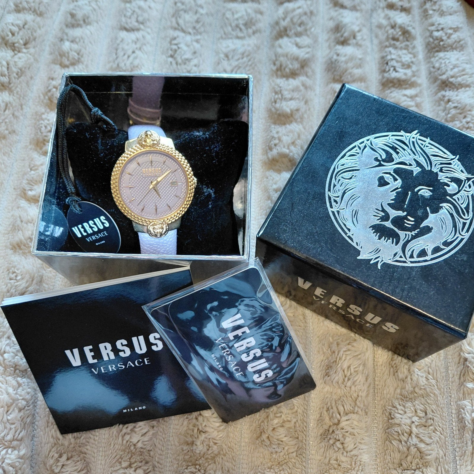 Versace horloge lila, Polshorloge, Ophalen, Overige merken, Leer