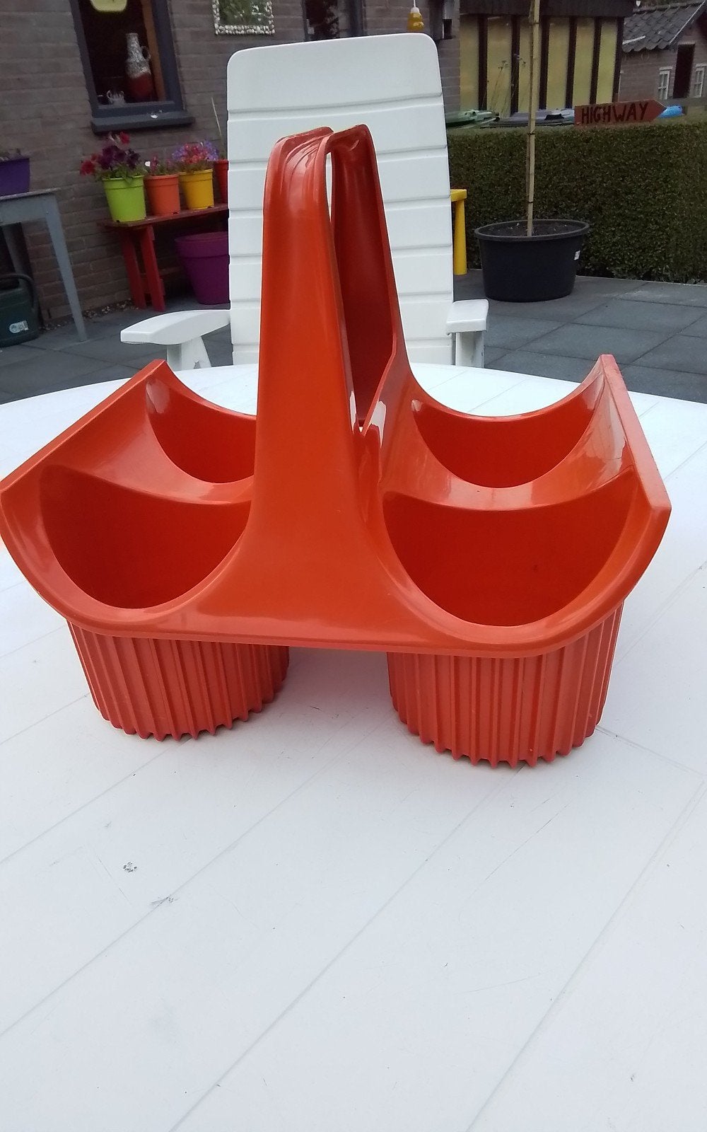 💐VINTAGE ORANJE FLESSENREK VAN CURVER SPAGE AGE JAREN 70, Ophalen of Verzenden, Huis en Inrichting