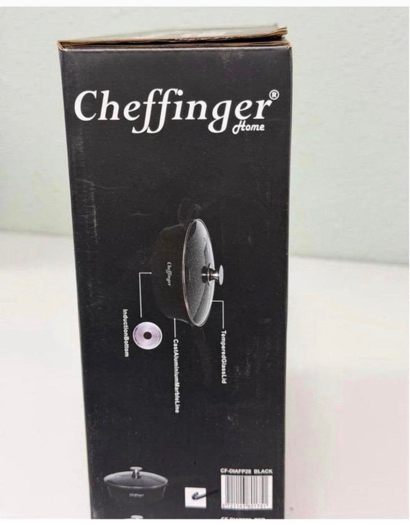 Cheffinger Hapjespan pan met Deksel – 28 cm Zwart – Inductie, Koekenpan, P, Met handvatten, P