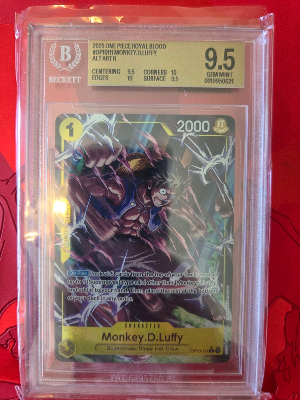 One Piece Monkey.D.Luffy OP10 111 BGS 9,5, Ophalen of Verzenden, Zo goed als nieuw