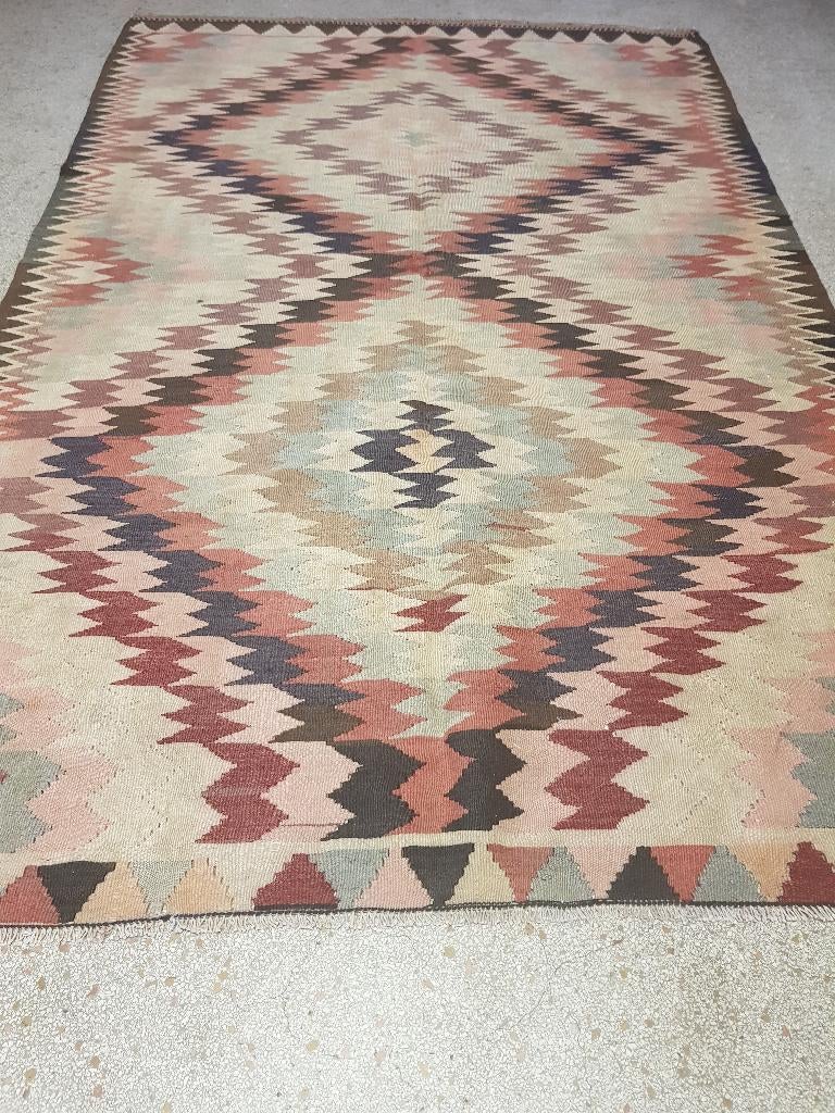 Vintage Oosters kelim vloerkleed - handgemaakt - Boho, 100 tot 150 cm, Boho, 200 cm of meer, Ophalen of Verzenden