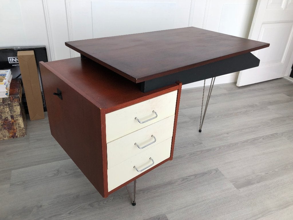 bureau (hairpin?) cees braakman voor pastoe - vintage, Huis en Inrichting, Bureaus, Vintage, Ophalen of Verzenden, Gebruikt, Hout