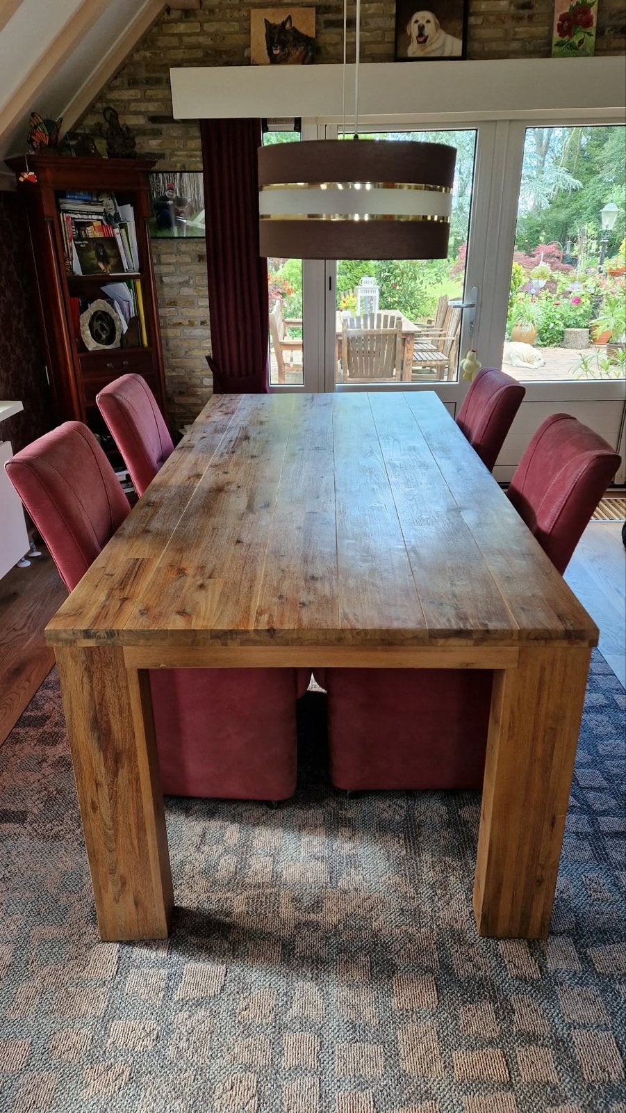 Mooie, robuuste massief houten eettafel, Huis en Inrichting, Tafels | Eettafels, Ophalen, Gebruikt, Eikenhout, 200 cm of meer
