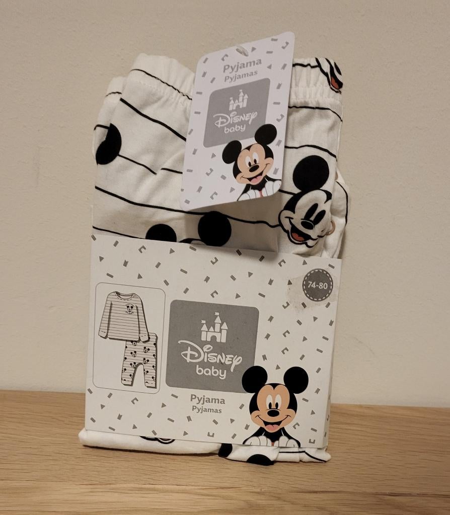 Nieuw! Disney pyjama, Mickey Mouse, zwart, wit, maat 74/80, Nacht- of Onderkleding, Nieuw, Ophalen of Verzenden, Mickey Mouse