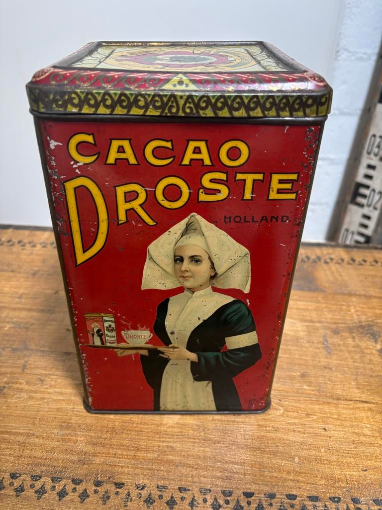 Groot oud vooroorlogs Droste cacaoblik 2,5 kg, Ophalen of Verzenden, Zo goed als nieuw, Overige, Droste