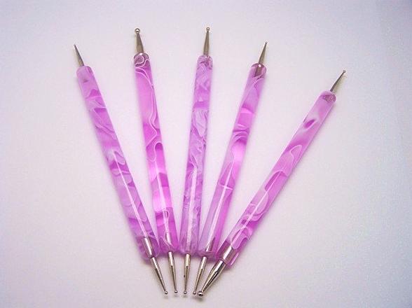 5 Dotting Pennen Paars Marbel / Tool Tools Pen Nail Nagel, Verzenden, Paars, Nieuw, Handen en Nagels