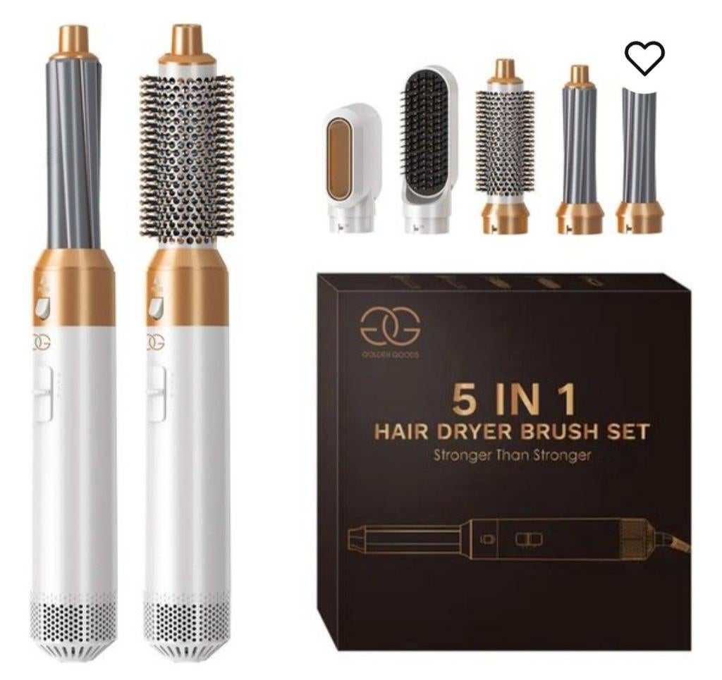 5-in-1 Föhnborstel Set - Krullen, Stijlen, Drogen, Ophalen, Zo goed als nieuw, Föhn of Haardroger