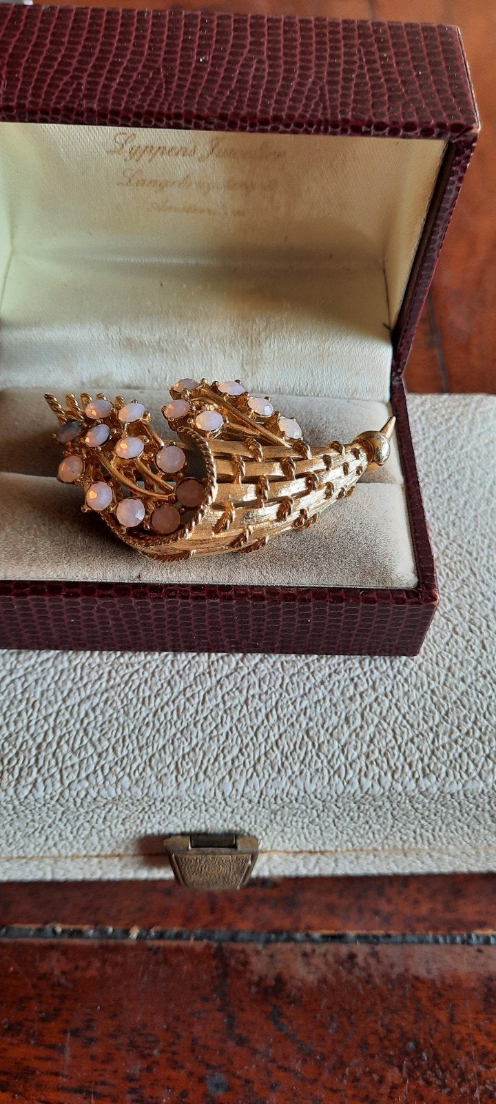 Vintage Cornucopia Broche - Hoorn des Overvloeds, Ophalen of Verzenden, Met kristal