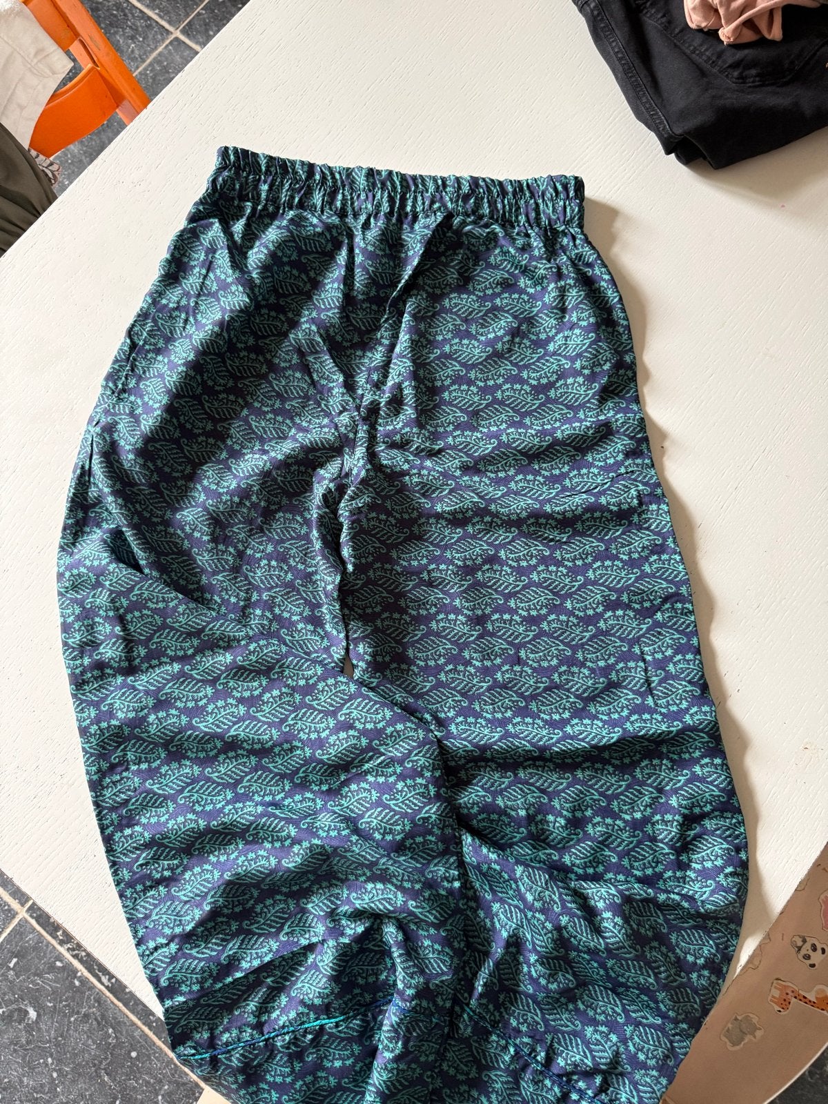 Sissel Edelbo Broek S/M - Upcycled Indiase Sari, Kleding | Dames, Blauw, Ophalen of Verzenden, Zo goed als nieuw, Maat 36 (S)