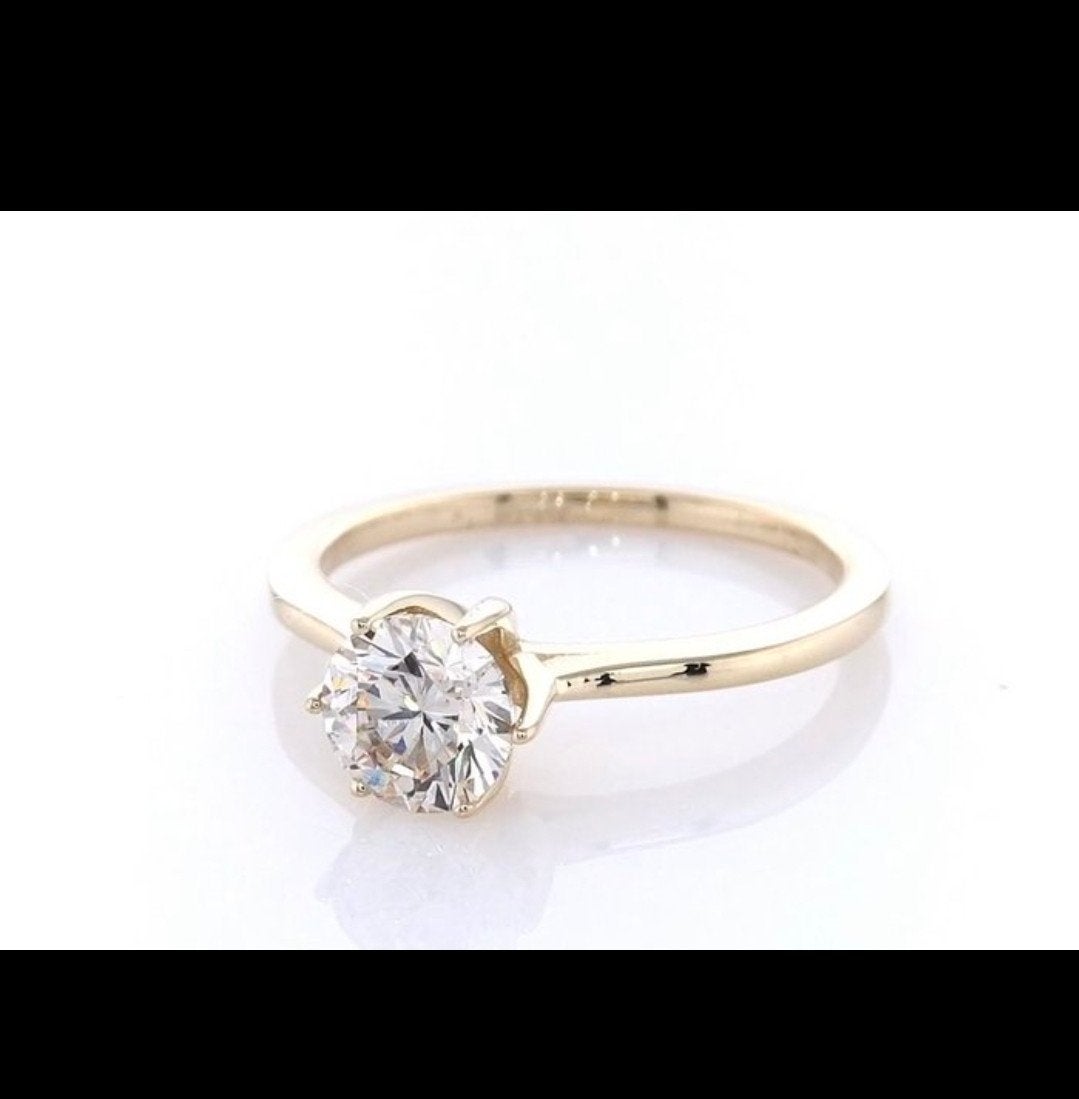 14K Geelgouden Ring met 0.72 Karaat Natuurlijke Diamant, Nieuw, Ophalen of Verzenden, Kleiner dan 17, Met edelsteen