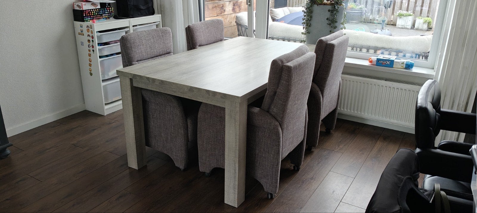 Tafel (170x102cm) + 4x stoel, Huis en Inrichting, Ophalen, Gebruikt, 4 tot 6 stoelen
