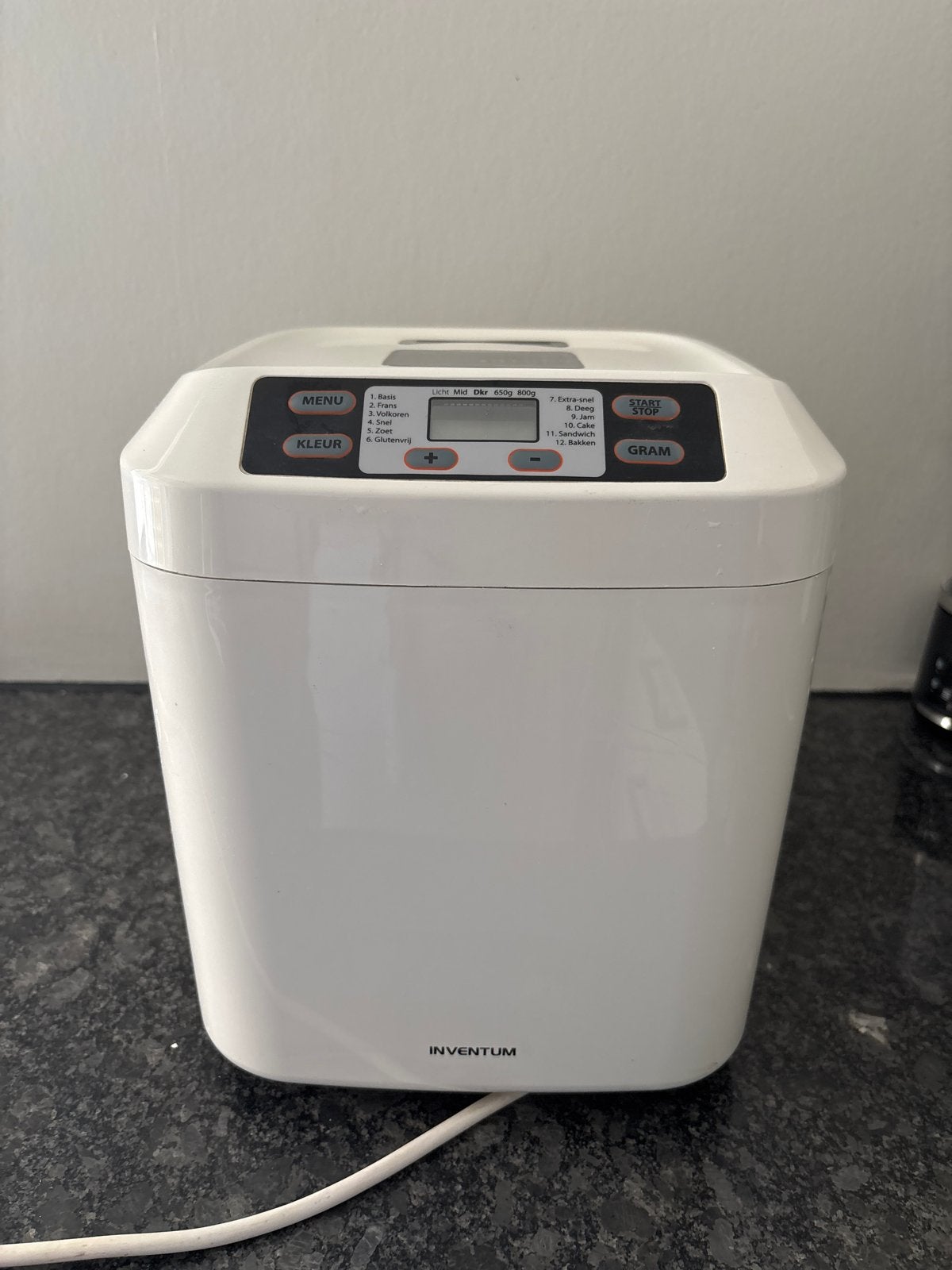 Inventum BM60 Broodbakmachine - Wit, 12 programma's, Witgoed en Apparatuur, Gebruikt, 800 tot 1200 gram deeg, Ophalen of Verzenden
