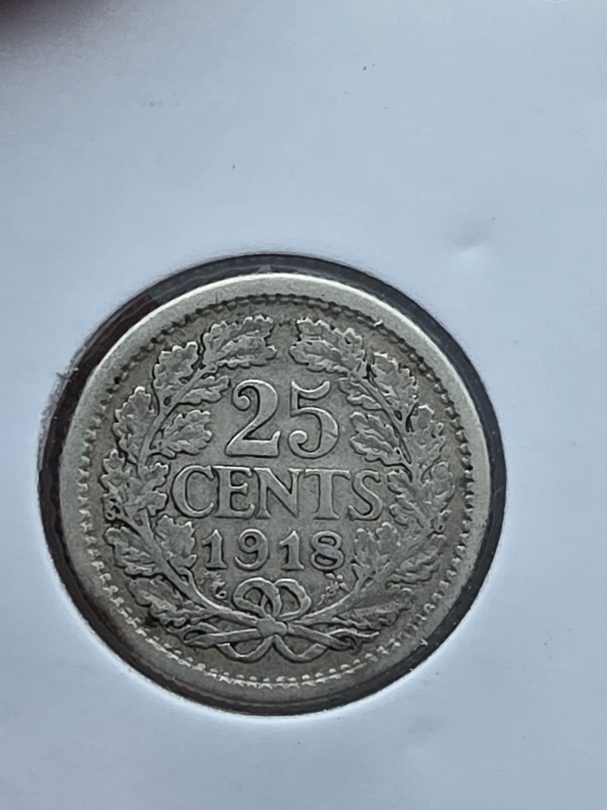 Zilveren kwartje 25 cent 1918 Koningin Wilhelmina, Postzegels en Munten, Munten | Nederland, Zilver, 25 cent, Ophalen of Verzenden