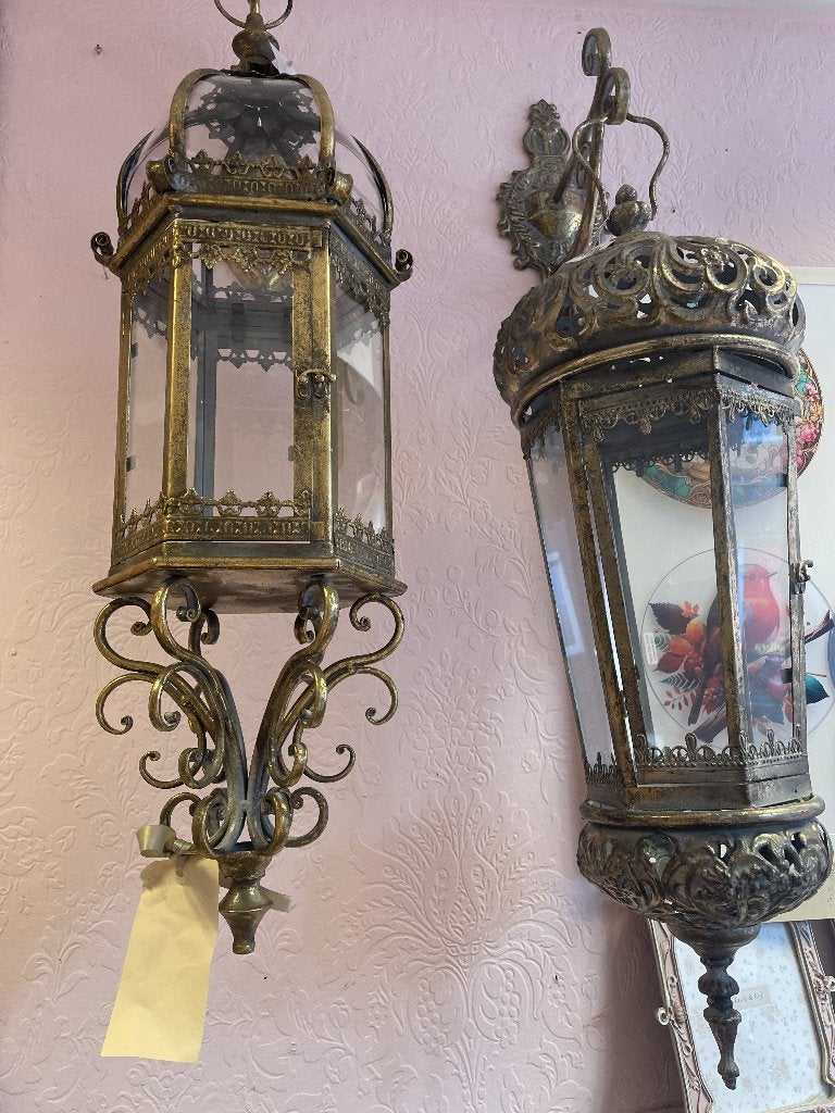 Antieke Brocante wandlantaarns, Huis en Inrichting, Nieuw, Ophalen of Verzenden, Wandlamp, Glas