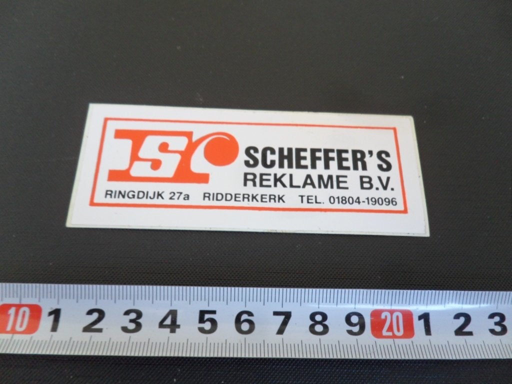 sticker Ridderkerk SCHEFFER' S Reklame bv  Ringdijk 27a, Ophalen, Zo goed als nieuw