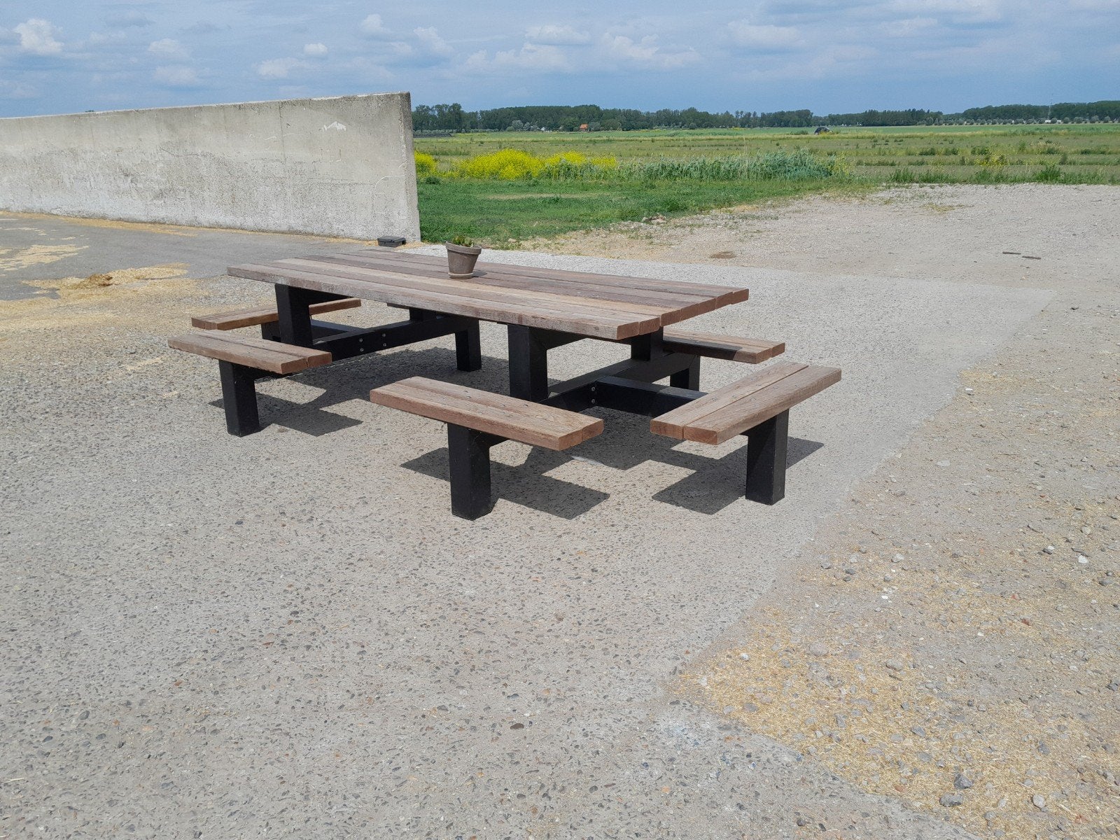 Picknicktafel 12 persoons, Tuin en Terras, Ophalen, Gebruikt, Rechthoekig, Staal