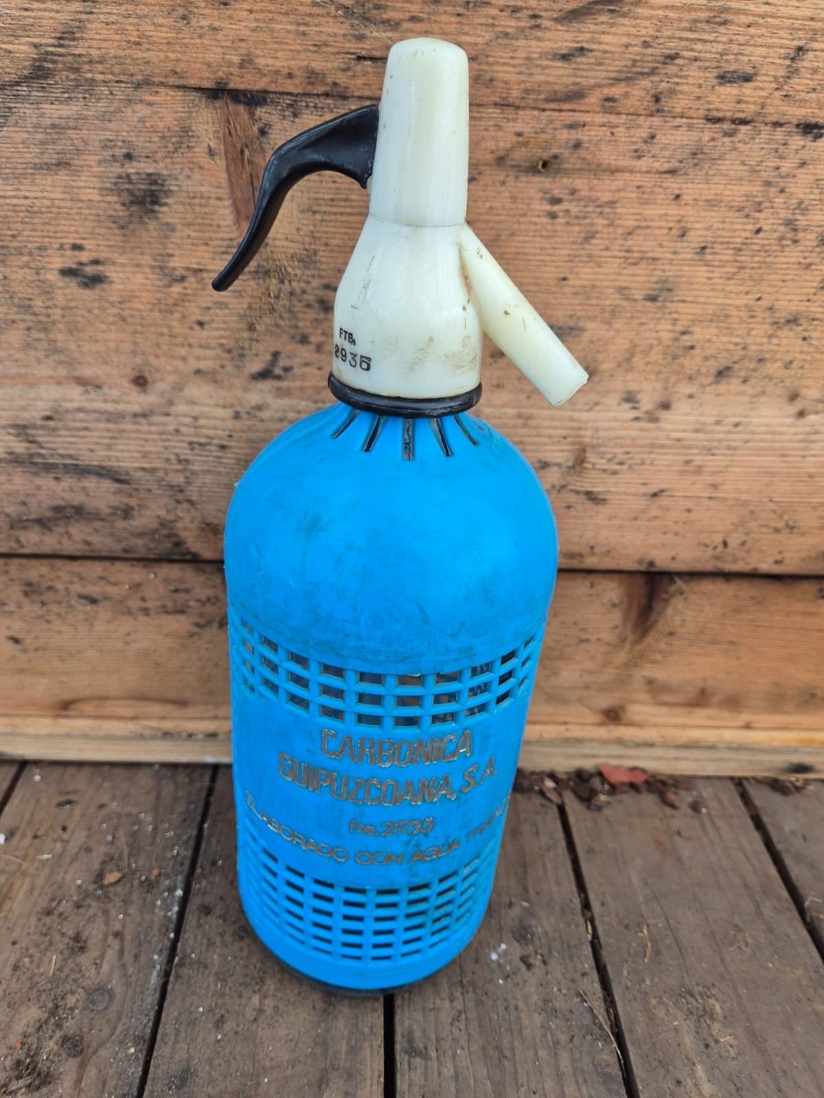 Oude Spuitfles Blauw, Ophalen of Verzenden