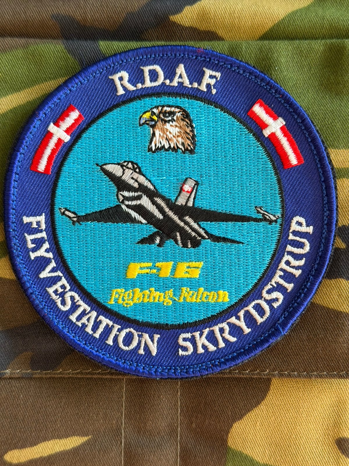 Royal Danish Airforce F-16 Fighting falcon, Ophalen of Verzenden, Zo goed als nieuw, Patch, Badge of Embleem