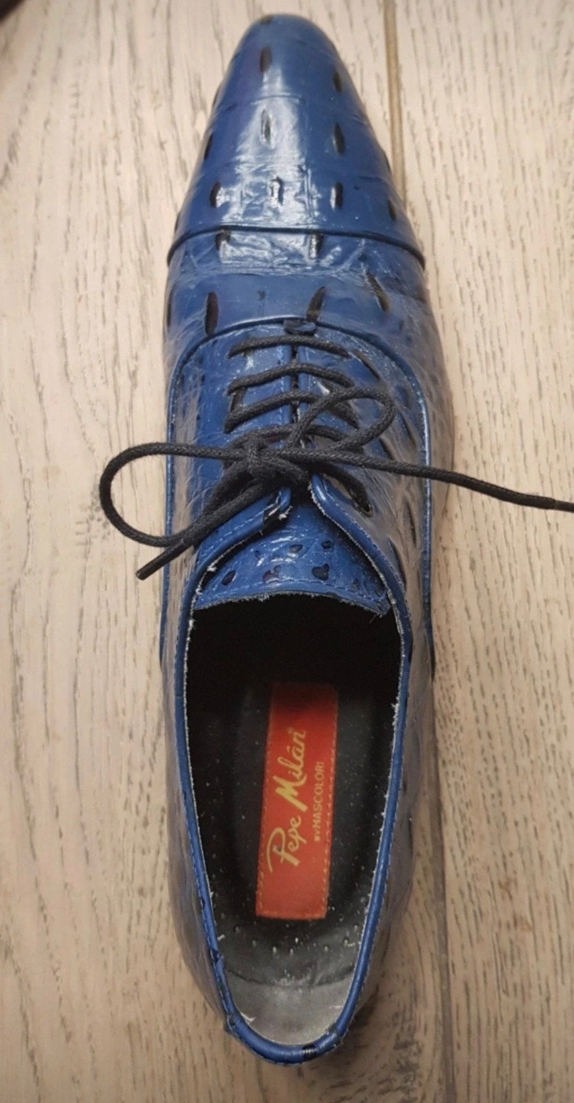Pepe Milan Veterschoenen Blauw Alligator Look Maat 42, Pepe Milan, Gedragen, Veterschoenen, Verzenden