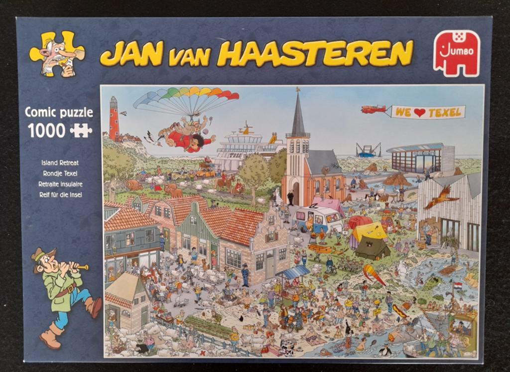 Puzzel Jan van Haasteren Rondje Texel 1.000 stukjes 1.000, Ophalen of Verzenden, 500 t/m 1500 stukjes, Zo goed als nieuw