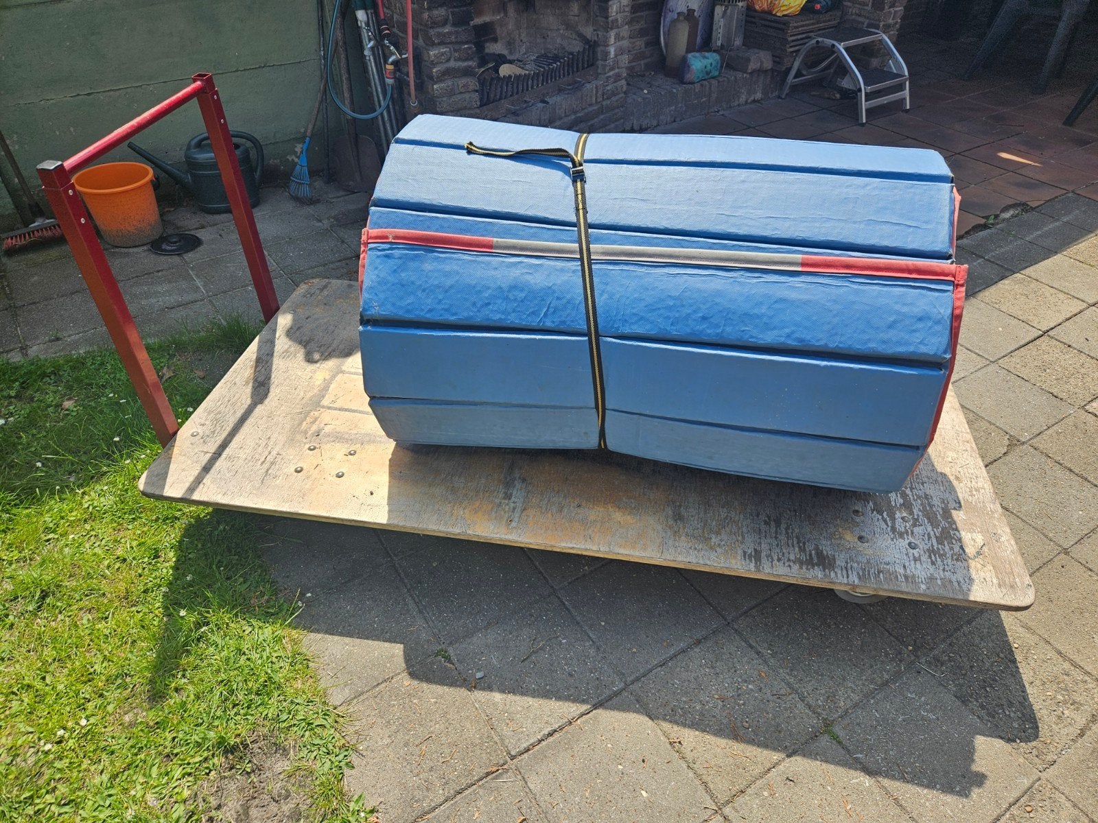 Turnen lange mat turnmat 10 meter met janssen en fritsen kar, Maat 36 t/m 42, Ophalen, Gebruikt, Materiaal