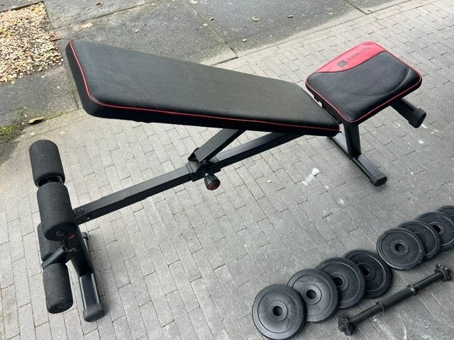 Fitnessbank en Dumbbells, Ophalen, Zo goed als nieuw, Benen, Fitnessbank