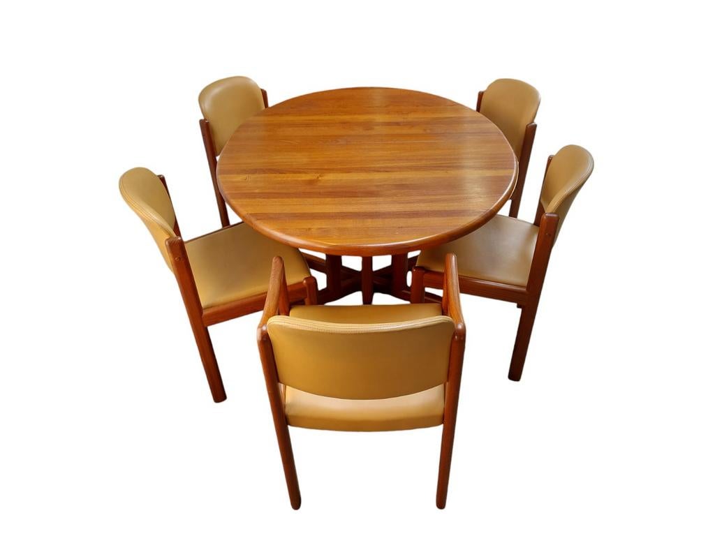 Vintage teakhouten eethoek incl. 5 stoelen (setprijs), Huis en Inrichting, Ophalen, Gebruikt, 4 tot 6 stoelen, Onbekend