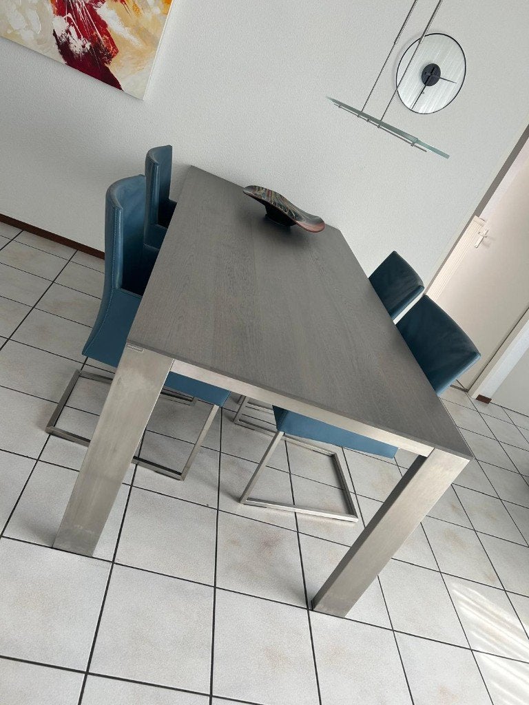 Eettafel met 4 stoelen, Ophalen, 200 cm of meer, 50 tot 100 cm, Zo goed als nieuw