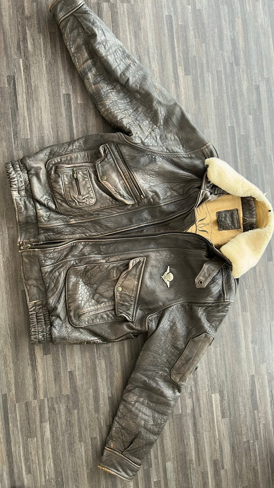 Vintage Air King France 1919 Leren Pilotenjack - Maat XXL, Ophalen, Gedragen, Maat 56/58 (XL), Bruin
