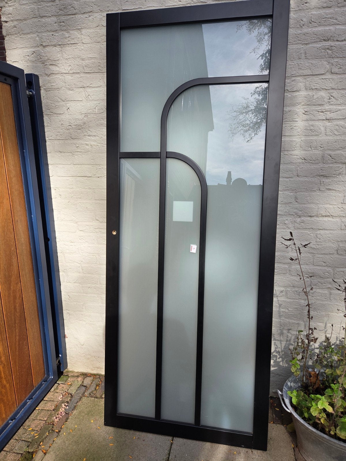 Moderne Zwarte Binnendeur met Glas, Ophalen, 80 tot 100 cm, Binnendeur, Nieuw
