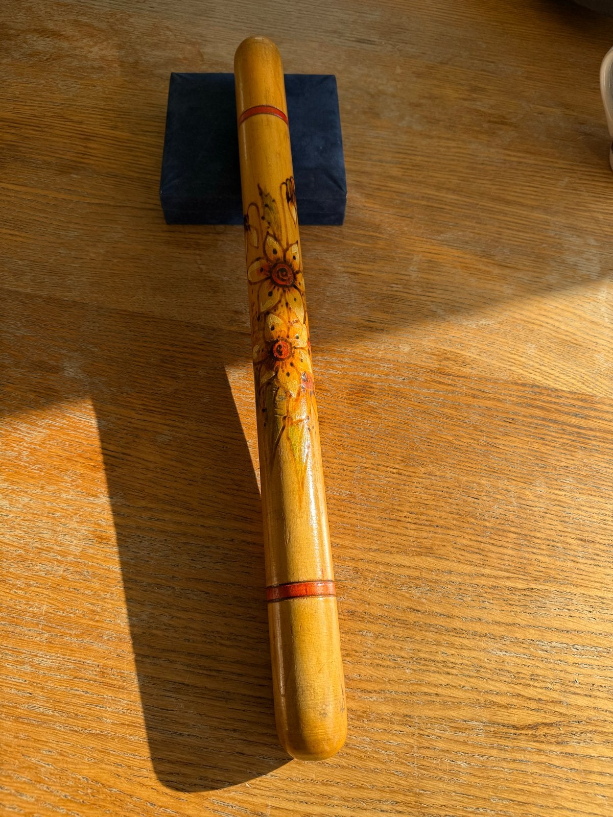 Vintage Handgeschilderde Houten Koker - Bloemenmotief, Ophalen of Verzenden, Gebruikt